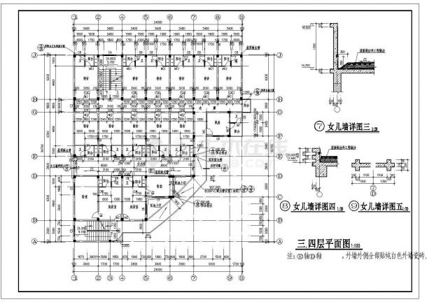 某广东省深圳市混凝土公司综合楼CAD节点剖面构造-图一