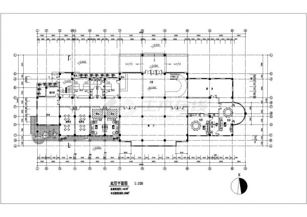 某地区2+1阁楼层公建会所建筑设计cad图-图二