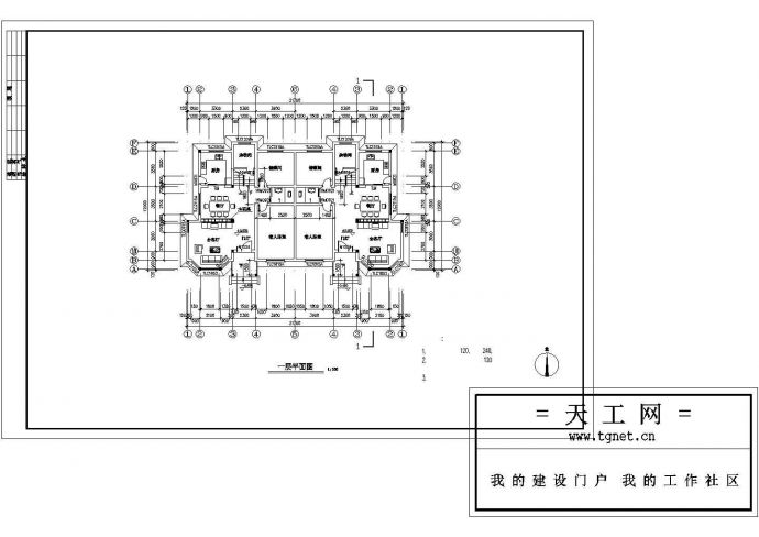 葫芦岛市某现代化乡镇3层砖混结构双拼别墅全套建筑设计CAD图纸_图1