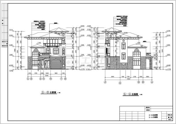 长沙市北坪村某360平米3层框架结构单体私人别墅全套建筑设计CAD图纸-图一