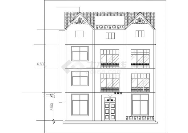 扬州市某现代村镇3+1层砖混结构私人独栋别墅平立面设计CAD图纸-图一