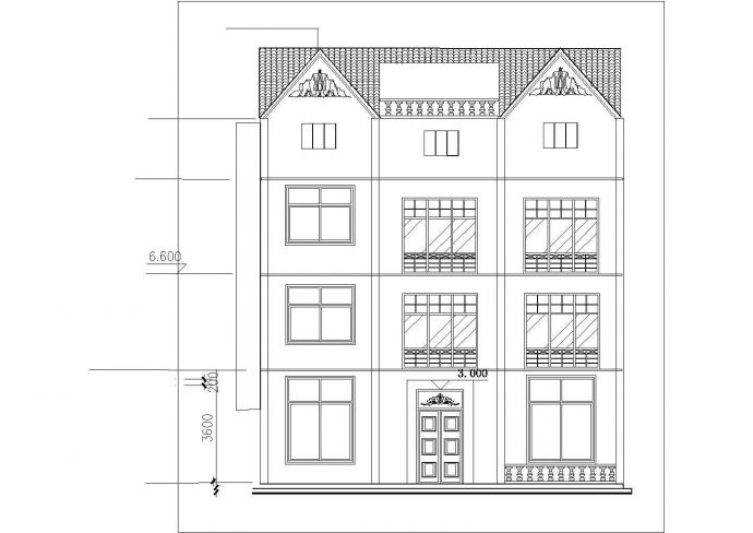 扬州市某现代村镇3+1层砖混结构私人独栋别墅平立面设计CAD图纸_图1