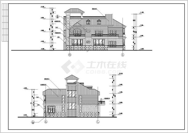 重庆市某度假山庄2层砖混结构休闲别墅建筑设计CAD图纸（3套方案）-图二