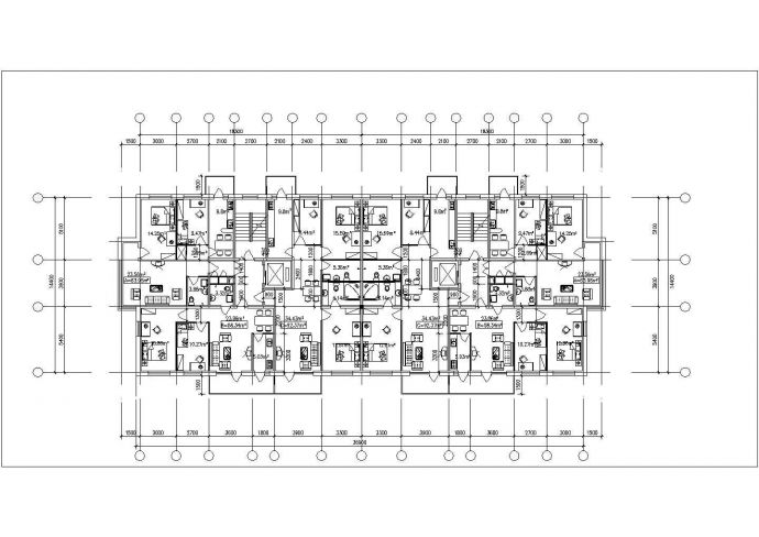 济南市某新建小区四栋住宅楼标准层设计CAD图纸_图1