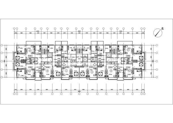 济南市某新建小区四栋住宅楼标准层设计CAD图纸-图二
