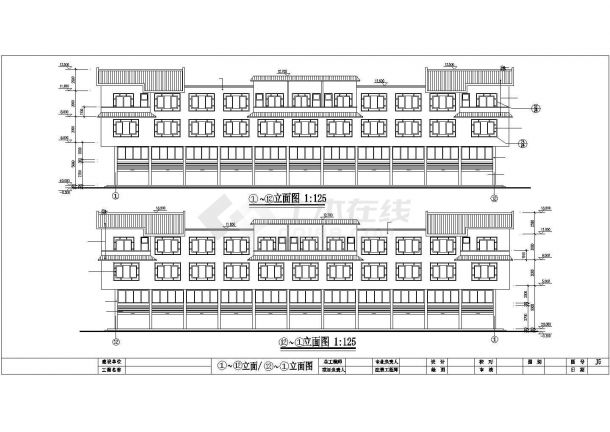 2900平米3层框架结构临街商住楼建筑设计CAD图纸（底层商铺）-图二
