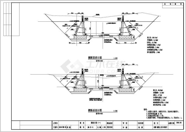 渠道设计_防洪渠渠道设计全套CAD图纸-图一