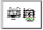 小型三层别墅建筑施工设计CAD图-图二