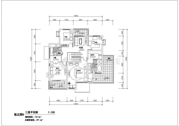 某独立南向别墅CAD设计构造完整施工图-图二