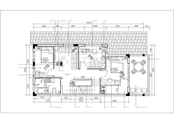 290平米3层框架结构单体豪华别墅装修施工设计CAD图纸-图二