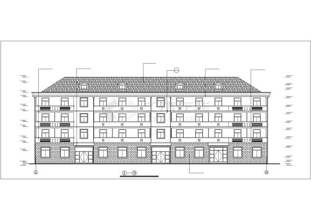 某学校2800平米5层砖混结构学生宿舍楼建筑设计CAD图纸（含阁楼层）-图二