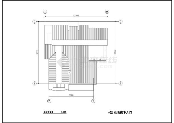 某南京山地别墅CAD详细A户型设计大样结构施工方案-图二