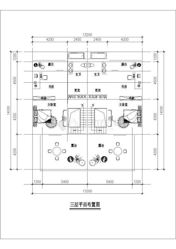 南京某小三层现代联拼别墅CAD结构设计大样完整方案图-图二
