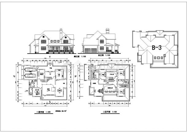 某大型欧式风格别墅方案CAD设计大样完整建筑施工图-图一