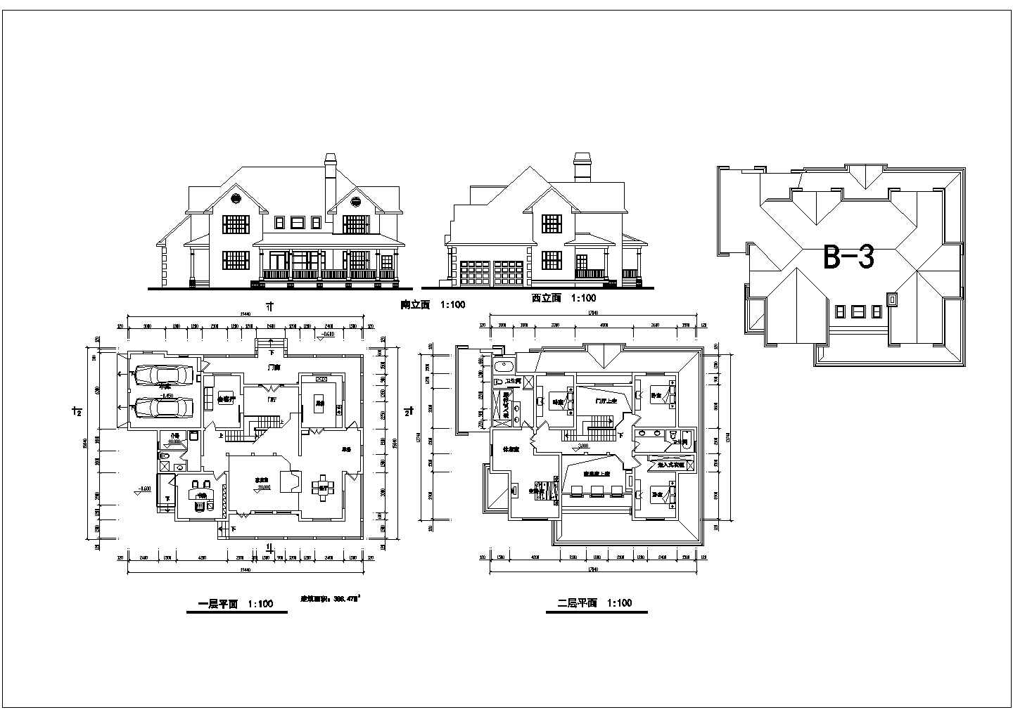 某大型欧式风格别墅方案CAD设计大样完整建筑施工图
