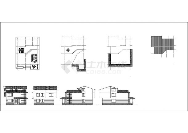 某三栋别墅设计CAD详细大样完整施工图-图二