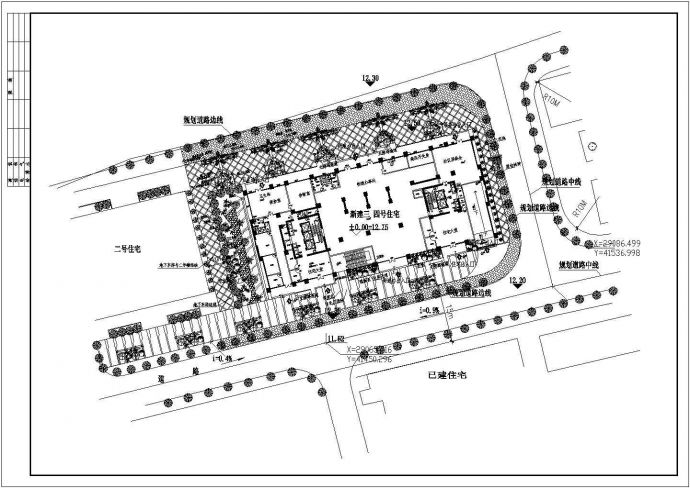 某高层住宅楼景观环境设计CAD施工大样图纸_图1
