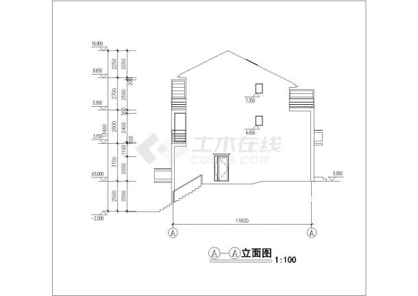 1200平米4层混合结构住宅楼建筑设计CAD图纸（含车库层）-图二