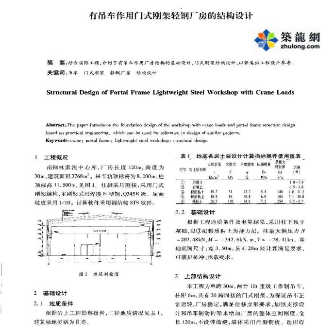 有吊车作用门式刚架轻钢厂房的结构设计_图1