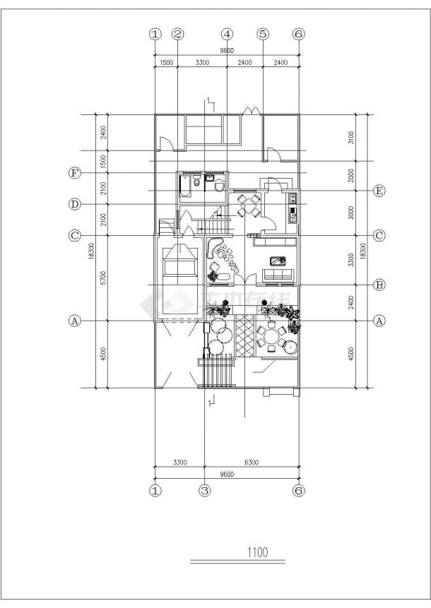 2+1层砖混结构两户并联式别墅建筑设计CAD图纸（含错层）-图一
