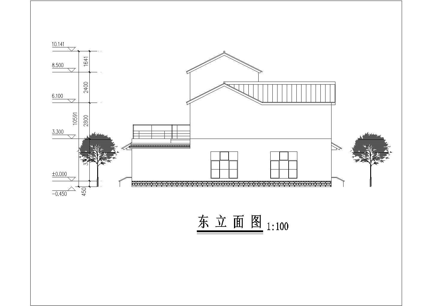 345平米3层框架结构单体别墅全套建筑设计CAD图纸