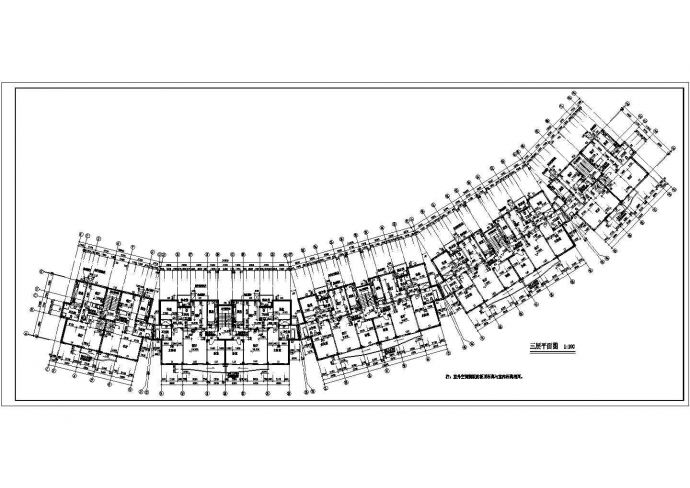 哈尔滨市某小区4层组合式斜坡住宅楼建筑设计CAD图纸_图1