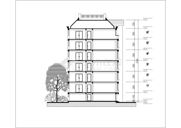 珠海市某小区6000平米6层框混结构住宅楼全套建筑设计CAD图纸-图二