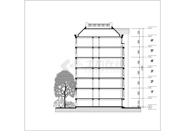 7000平米6+1层混合结构住宅楼建筑设计CAD图纸（含阁楼层）-图二