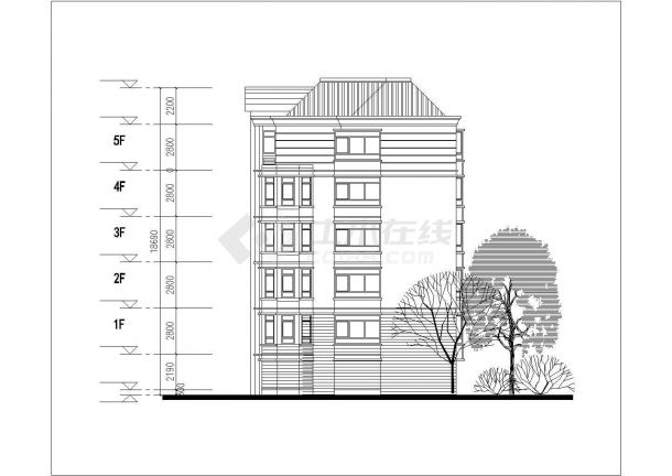 2460平米6层砖混结构民居住宅楼全套建筑设计CAD图纸-图二