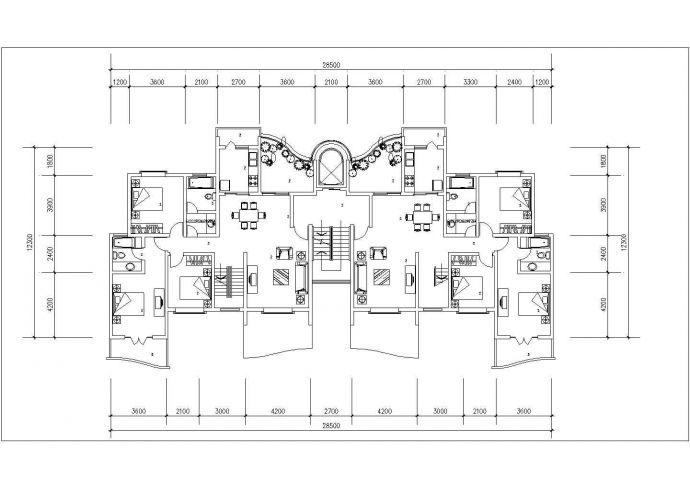 经典的1梯2户型的住宅楼标准层平面设计CAD图纸（70张）_图1
