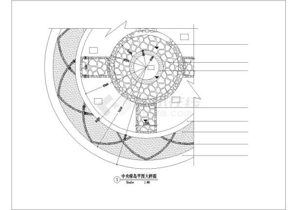 中央绿岛精美景观施工CAD详图-图一