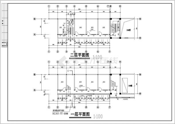 [长沙]某小区车库、管理用房建筑施工设计全套图-图二