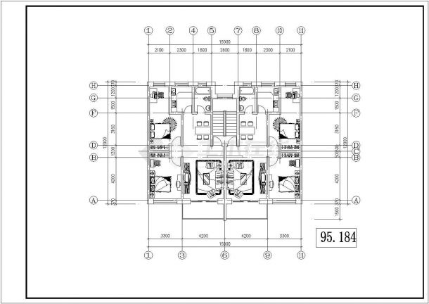 温州市某新建小区55-95平米左右的热门户型设计CAD图纸（6张）-图二