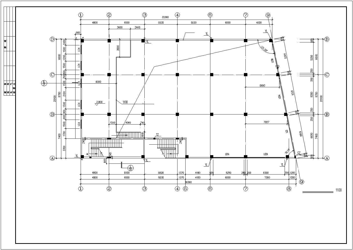 某商业街占地690平米4层框架结构百货商场建筑设计CAD图纸