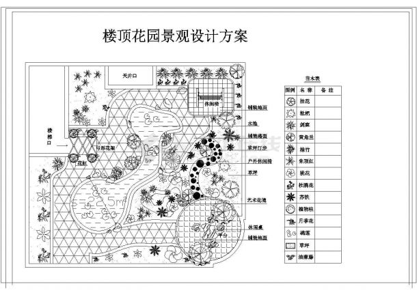 某小区楼顶花园景观设计CAD详细完整平面图-图一