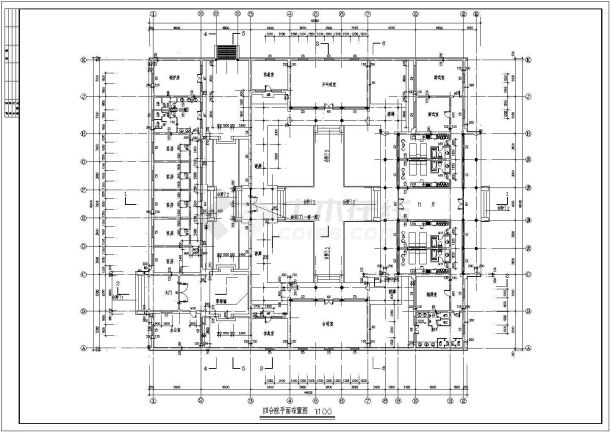 某长45.85米宽40.4米一层四合院建筑CAD详细构造完整设计图-图二