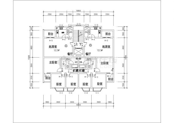 经锦天城某栋七十种一梯两户户型结构cad设计施工图-图一