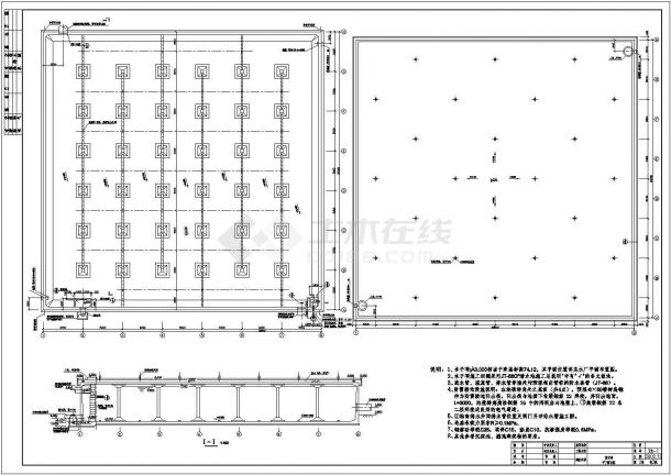 江西省某市公园内清水池结构建筑设计cad施工图-图一