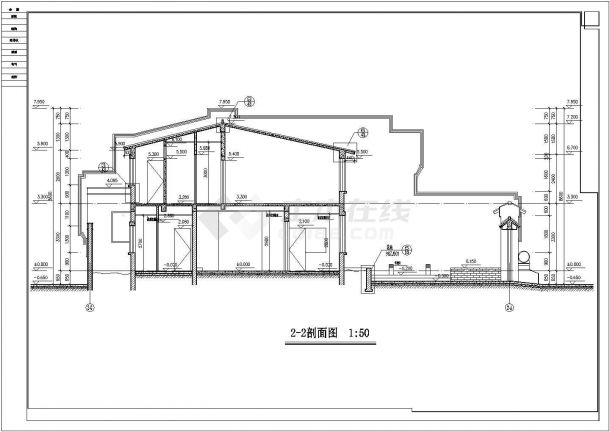 某杭州现代式四合院CAD建筑设计施工完整图-图二