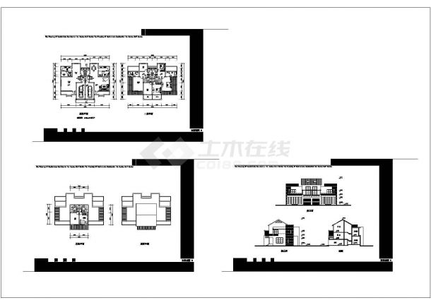 青岛某联体别墅平立剖CAD详细全套设计施工方案图-图一