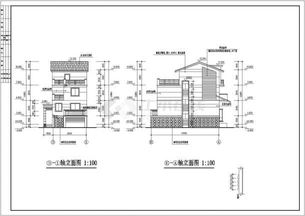 某吉安小区别墅CAD设计详细大样施工图-图二