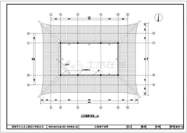 山东某地多层三江阁建筑规划CAD设计参考图-图二