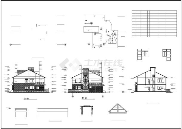 某精美荷兰式别墅CAD详细设计构造图纸-图二