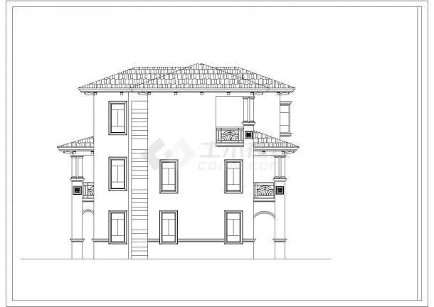 某三层别墅立面设计CAD完整构造大样图纸-图一