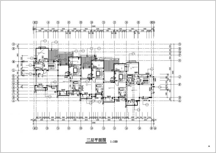 3层砖混结构组合式别墅住宅楼建筑设计CAD图纸（每户310平米）_图1