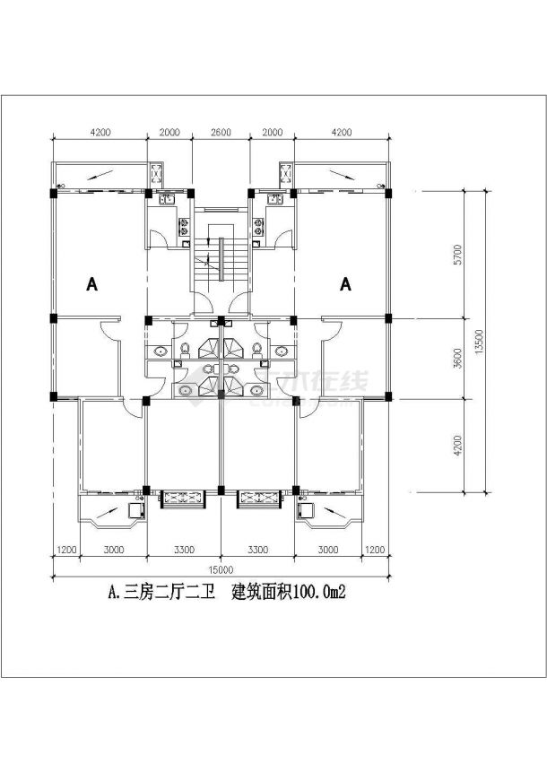 汾阳市某新建小区热门预售户型设计CAD图纸（共20张）-图二