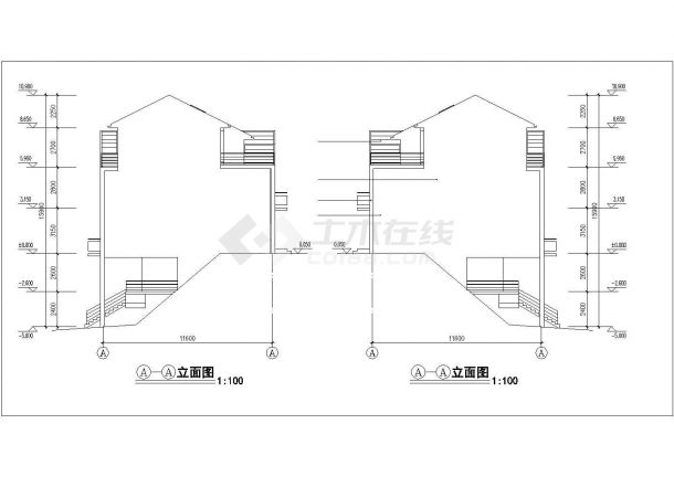 珠海市某小区3层混合结构组合式别墅住宅楼建筑设计CAD图纸-图二