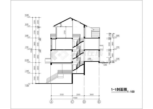 上海罗湖花园小区4层混合结构并联别墅全套建筑设计CAD图纸-图一