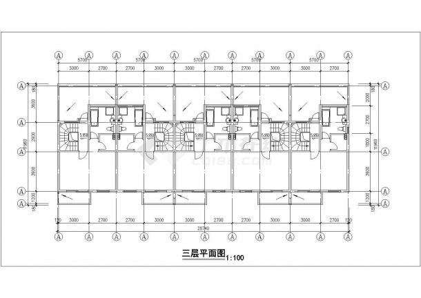 上海罗湖花园小区4层混合结构并联别墅全套建筑设计CAD图纸-图二