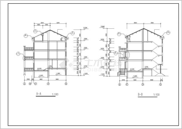 1400平米5层砖混结构住宅楼建筑设计CAD图纸（含跃层和地下层）-图一
